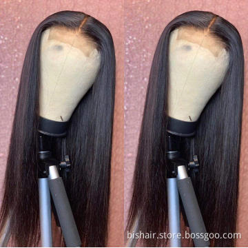 T Part Lace Front Wig Brazilian Real Hair Straight Lace Opening and Closing Real Human Hair Wig Suitable for Women Natural Black